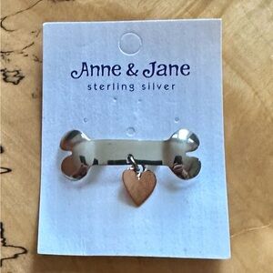 NEW Sterling Silver Bone and Heart Pin